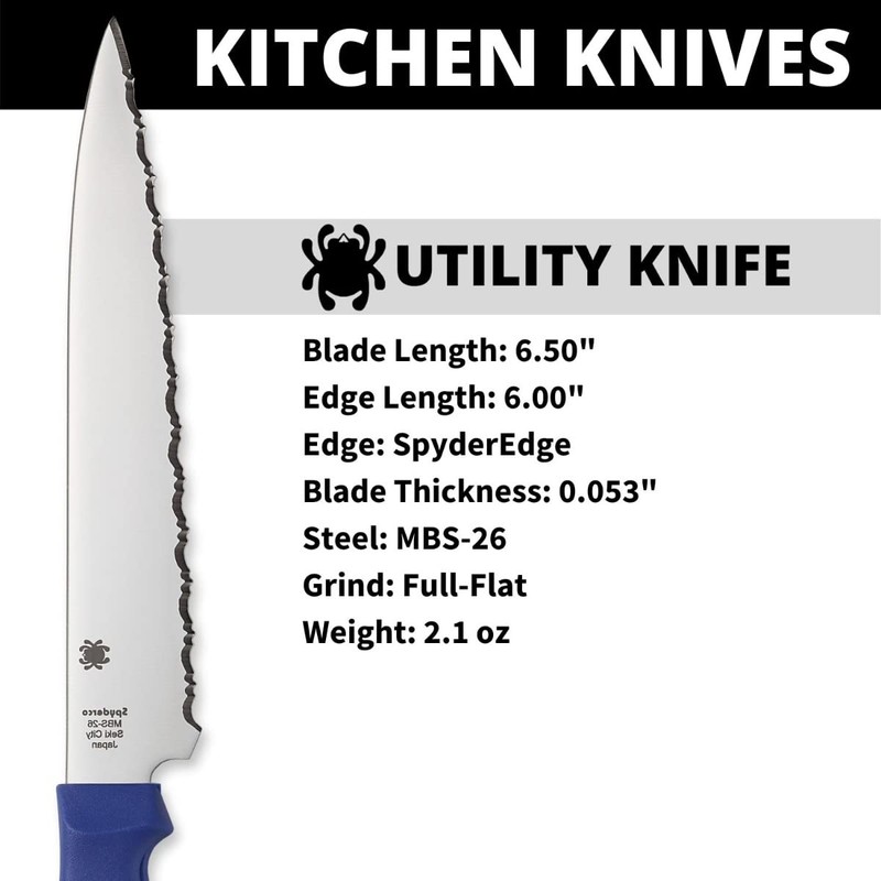 Spyderco Lightweight Kitchen Utility Knife with 6.5" MBS-26 Stainless Steel