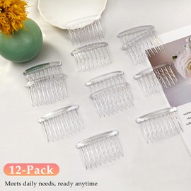 12 Pcs Transparent Plastic Hair Side Combs - Stylish Lightweight Teeth Comb Accessories