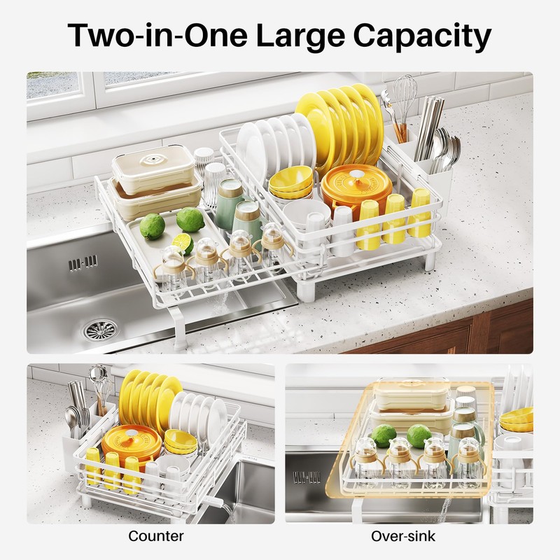 SNTD Dish Drying Rack - Extendable Dish Rack, Large Sink