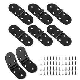 Pack of 8 Hinge, Black, 180 Degree Hinges, Foldable, Round, Rustproof Folding Hinge, Small Furniture Hinges, Screw-On Hinge, Flap Hinge for Folding Table, Cabinet, Wardrobe, Furniture