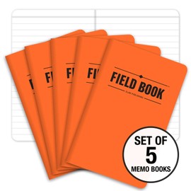 Elan Publishing Company Field Notebook/Pocket Journal - 3.5"x5.5" - Orange - Lined Memo Book - Pack of 5