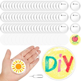 XunYee 25 Set Clear Acrylic Buttons Clear Plastic Craft Button with Pin, Blank Paper and Card Removal Tool, Pins Buttons Design for DIY Crafts, Picture Frames (2.25 Inch)