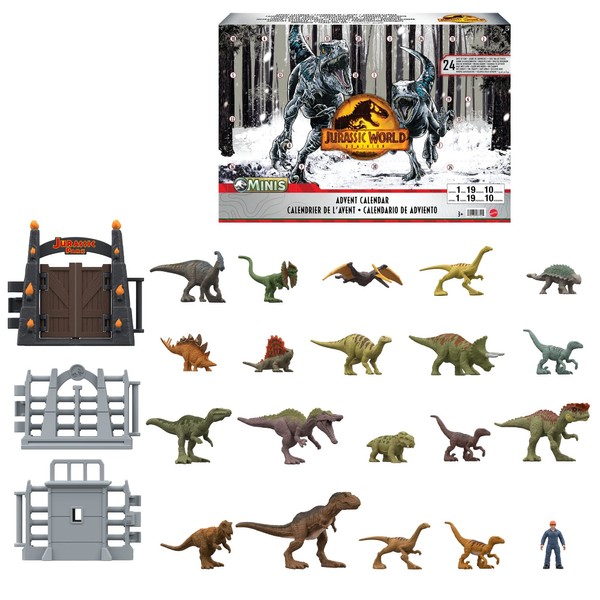 Mattel Jurassic World HHW24 New Ruler, Online Exclusive, Advent Calendar, Minifigures and 30 Parts, Ages 3 and Up