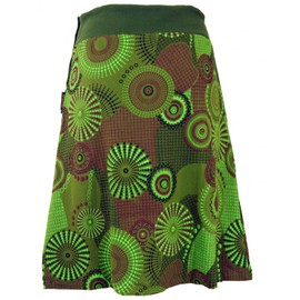 Guru-Shop Embroidered, Knee-Length Skirt, Boho Chic, Retro Mandala - Ladies’ Cotton Skirt / Short Alternative Clothing - Skort