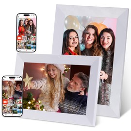 QCREA Frameo 10.1 Inch Smart WiFi Digital Photo Frame,Digital Picture Frames Load from Phone,Electronic Picture Frame Built-in 32GB Storage,WiFi Picture Frame Digital with App-White
