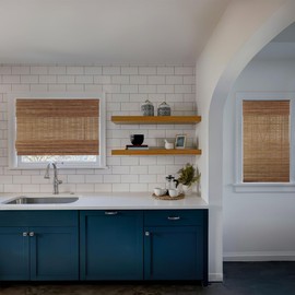 CALYX INTERIORS Cordless Bamboo Roman Shade Blind, Light Filtering, 46.5" W x 48" H, Ceylon Chestnut