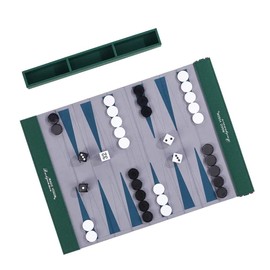 Backgammon Set for Adults, Backgammon Travel Set, Wrinkle-Resistant Foldable Chess and Checkers, Fun Outdoor Games for Family and Friends, Ideal Travel Game Set (Grass Green)