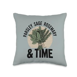 Herb Gardening Parsley Sage Rosemary and Time Throw Pillow