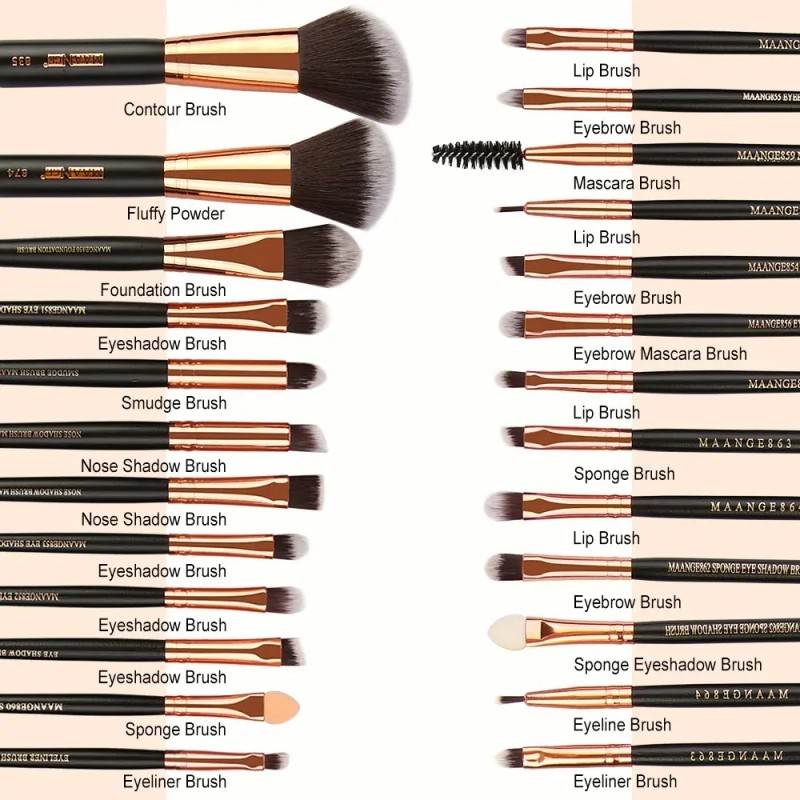 Set de Brochas de Maquillaje Maange de 22 Piezas, Negro