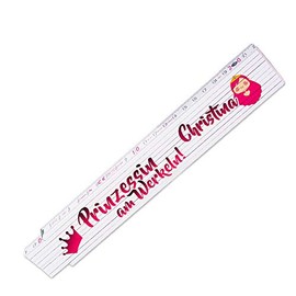 Ruler with Name Christina and Beautiful Motif - Princess at Work - for Women | Metre Measure | Link Scale Printed with Name | Many Names to Choose From