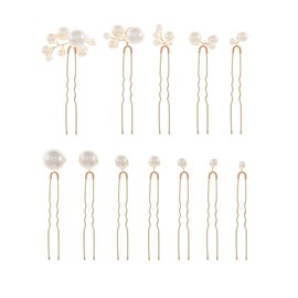 Pearl Bridal Hair Pins Handmade Wedding Accessories for Brides Women and Girls 12 Pieces (Gold)