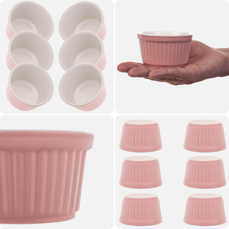KADAX Soufflé Moulds Set, 6 Pieces, Diameter 9 cm, Crème