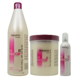 SALERM HI REPAIR LARGE TREATMENT KIT (Shampoo 36 oz, Mask 34.4 oz, Finish 3.36) by Salerm