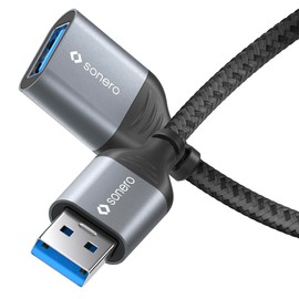 Sonero® USB-A auf USB-A Datenkabel, Verlängerungskabel, USB Kabel Typ A, USB 3.0, 5GB/s, space grey/schwarz, 0,50m