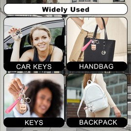 L0famy Tea Keychain, Cute Bubble Milk Tea Keyring, Just A Girl With Love BOBA Key Ring, Cute Bubble Tea Bag Pendant For Women Girls, Key Chain For Bag Pendant