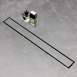SaniteModar Linear Shower Drain, Shower Drain 54 inch with Flat & Tile Insert 2 in 1 Panel, Brushed 304 Stainless Steel Linear Drain with Hair Strainer and Leveling feet