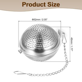 sourcing map 1 Pcs Tea Infuser Filter, Loose Tea Steeper, Stainless Steel Tea Strainer, Tea Ball with Chain for Brew Loose Leaf Tea, Silver