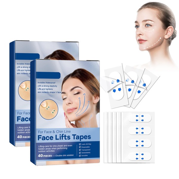 Transparente Lift-Pflaster für Gesichtskontur, Face Lifting Tape, 2x40 Stücke Hypoallergene