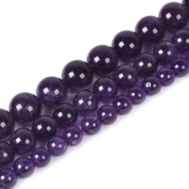 abalorio redondas sueltas de amatista de 8 mm para hacer collares, pulseras, joyas, 15 pulgadas