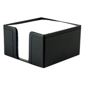 DELMON VARONE - Premium Leather Boxcalf Black Note Box with 500 Sheets of Paper, Note Box in Real Leather for Desk and Office, Ideal for Writing Thoughts, Ideas and Notes