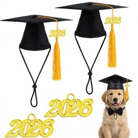 Cat Graduation Cap, Mini Graduation Caps Set for Small Pets, Decorative Photo Props with Adjustable Chin Straps, 4-Piece Pet Graduation Hat Collection for Hamsters Birds Lizards Rabbits