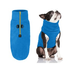 Gooby Half Zip Up Fleece Vest - Soft, Warm Pullover Dog Jacket with Dual D Ring Leash - Winter Small & Medium Dog Sweater - Blue, Large