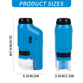 Gukasxi Kids Portable Microscope,60X - 120X Pocket Handheld Microscope Mini Microscope with LED Light High Definition Pocket Microscope for Kids Gift,Educational Toy,Preschool Home Study (Blue)