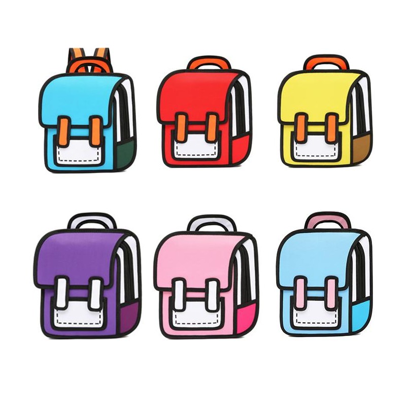 Kawaii Backpack Cute Cartoon 3D Jump Style 2D Drawing from