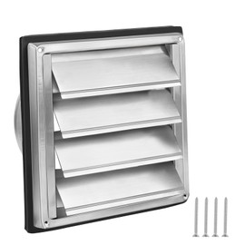 LALAGO Ventilation Grille 100 mm, Backflow Flap, Weather Protection Grille Stainless Steel with Movable Slats, Ventilation Grille Diameter 100 mm