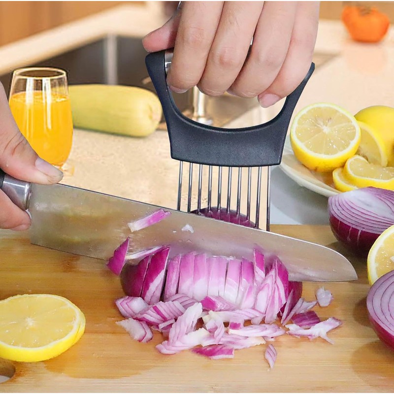 Ptyism 2 Pcs Onion Slicer(with Protective Cover) Onion Holder For丨Vegetable