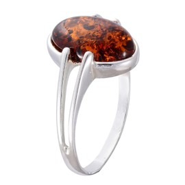 HolidayGiftShops Sterling Silver and Baltic Honey Amber Adult Ring Federica- size 8
