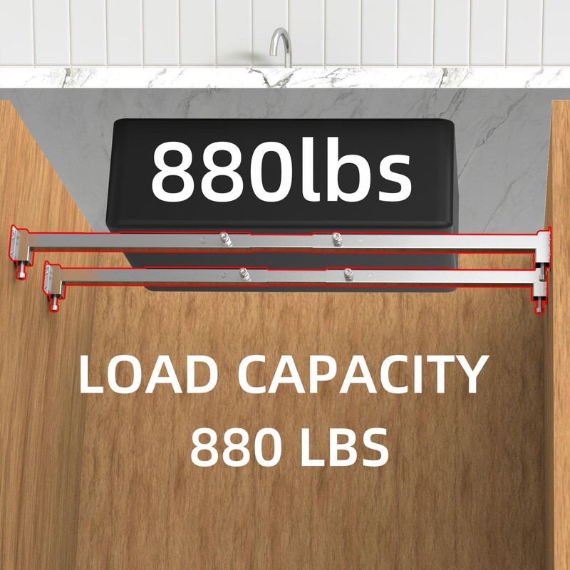 Qualward Undermount Sink Supports Brackets,Adjustable Undermount Sink Support, Stainless Steel