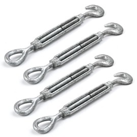 AYMMIC 1/2 Inch X 6" Galvanized Turnbuckle Hook,Heavy Duty Stainless Steel Swivel Hook and Eye Turnbuckle,1500 LBS Working Load Limit,Suitable for Industrial and Construction Applications(4 Pack)
