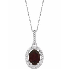 Bonyak Jewelry Sterling Silver Natural Mozambique Garnet & .01 CTW Natural Diamond 18" Necklac