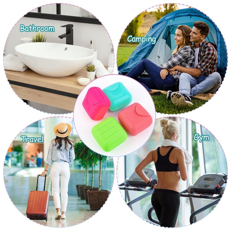 AUEAR, 4 Pack Candy Color Portable Soap Box Holder Plastic