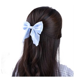 Inilbran Boho Bow Hair Clips Satin Bow Hair Barrettes Silky Hair Clip Barrette Vintage Bowknot Hair Accessory Satin Ribbon Bowknot Clip Headpiece for Women and Girls Headdress (Blue)