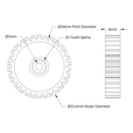30 Tooth Steel Spur Gear Drive The 90 Tooth Hub Gear for Servo 25 Tooth Spline 0.8 Mod Industrial Parts 4307-1025-0030