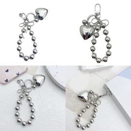 QIYUDUOLA Elegant Heart Bowknot Keychain Fashion Accessory Metal Charm Keyring Bag Pendant for Keys and Backpack