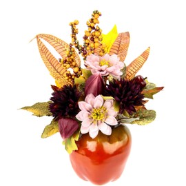 Artificial Chrysanthemum Arrangement in Apple Pot Artificial Flowers Arrangement Artificial Decoration Table Decoration Autumn Decoration Summer Arrangement Flowers Bouquet Window Sill Autumn Flowers