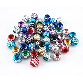 Honbay 50pcs 13mm Mix Color Pattern Aluminum Carving Spacer Beads Metal Loose Beads for Jewelry Making