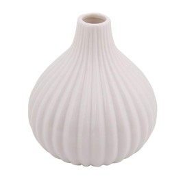 Vase for Flowers, Ceramic Flower Vase, Home Decoration, Vase and Table Decoration, Glazed Ceramic Vase for Pampas Grass, Rustic Farmer Vases for Living Room, (10.8 x 9.8 x 2, Small White)