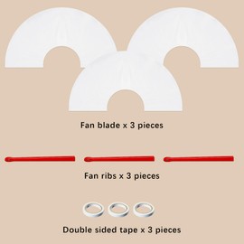 3 PCS Sublimation Fan Blanks White Polyester Hand Fan Heat Transfer Printing for Dancing, Wedding Preference (Red)
