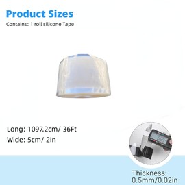 BSTFLEX Silicone Rubber Tape, Clear 2-Inch x 36-Feet, Adhesive Tape for Plumbing, Waterproof, Heat Resistant, Self-Fusing, Electrically Insulating, Hand Tool Grip