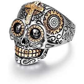 Stainless Steel Mens Biker Skull Ring for Men Size 9