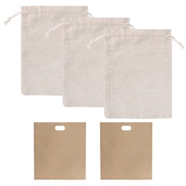 USHXVG 3 piece burlap bread bags, 2 bakery bread bags, drawstring bread bags, bread drawstring bags, linen bags for bread, bread storage bags, bread storage bags