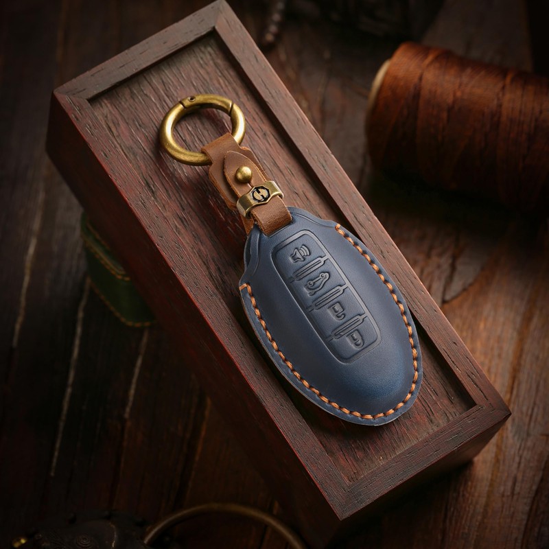 for Nissan Leather Key Fob Cover with Keychain ,Premium Leather