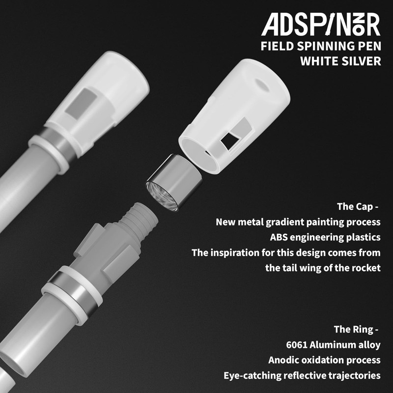 Spinning Pen - Gradient Field White-Sliver, Rolling Finger Rotating Pen