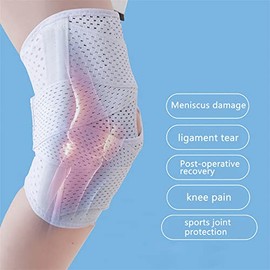 ANAMPION Knee Support for Women/ Men Knee Brace for Knee Pain Adjustable Knee Compression Sleeve Support with Side Stabilizers for Working Out, Running, Fitness, Weightlifting ACL MCL Meniscal Tear White (S)