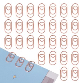Dalababa 120Pcs Small Paper Clips, 20mm Heart Shaped Paperclips, Metal Bookmark Clips for Paperwork Office School and Personal Use - Rose Gold