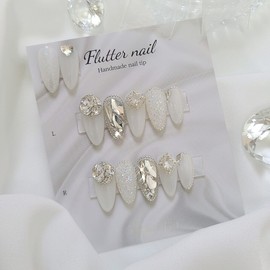 Stone-filled wedding handmade nail tips - Mediaval / 스톤 가득 웨딩 수제네일팁 - 미디오발